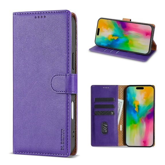 for iPhone Air Wallet Case, Classic Business with Card Slots Kickstand Magnetic Buckle PU Leather Flip Folio Shockproof Full Body Protective Phone Case for iPhone Air, Purple