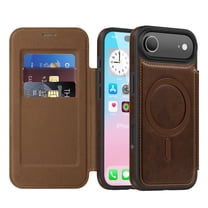 for iPhone Air Wallet Case, Compatible with MagSafe, Support Wireless Charging, Slim Fit Premium PU Leather Flip Folio Cover with Card Slots Case Wallet for iPhone Air - Coffee