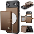 thumbnail image 1 of for iPhone Air Wallet Case with Detachable Magnetic Card Holder, PU Leather + TPU, RFID Blocking Kickstand 2-in-1 Shockproof Drop Protective Phone Case with Magnetic Buckle, Brown, 1 of 12