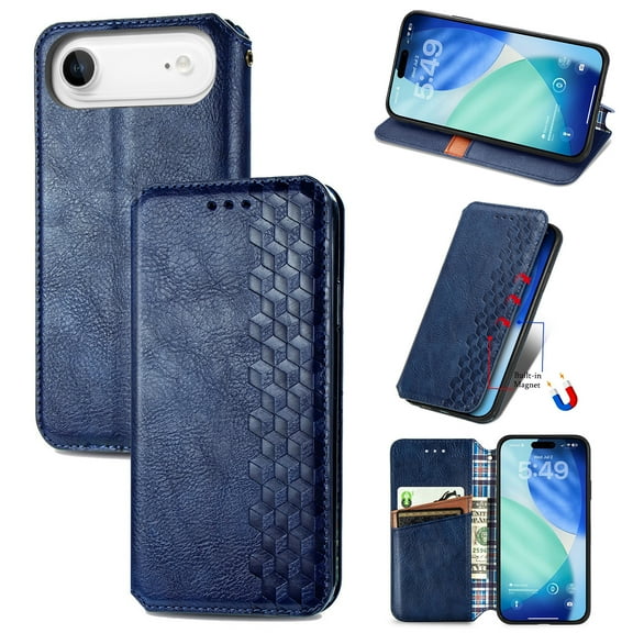 for iPhone Air Wallet Case with RFID Blocking Credit Card Holder, PU Leather Magnetic Closure Flip Kickstand Shockproof Cover Women Men For iPhone Air Phone case,Blue