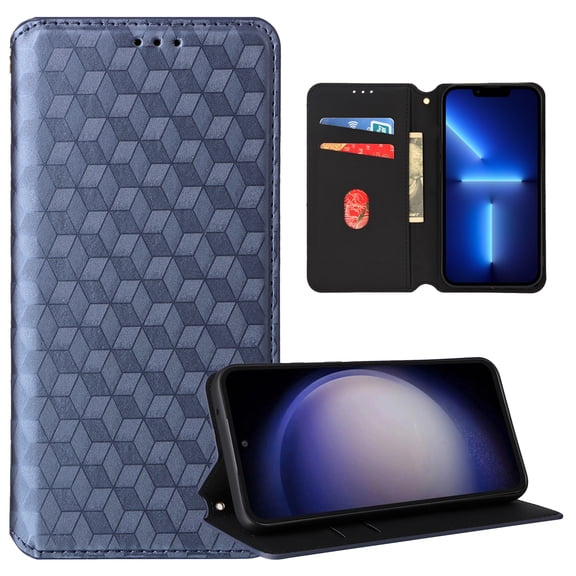 For iPhone Air Wallet Case with RFID Blocking ID Credit Card Holder, Luxury Diamond Patterned Shiny PU Leather Magnetic Folio Book Flip Kickstand Shockproof Phone Case, Blue