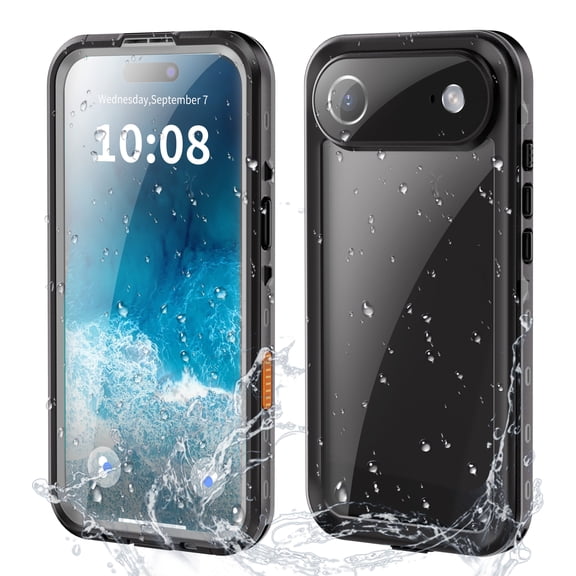 For iPhone Air Waterproof Case, With Build in Screen Protector IP68 Waterproof Full Body Protective Wireless Charging Anti-Scratch Phone Case with Hand Strap for Apple iPhone Air 6.5", Black