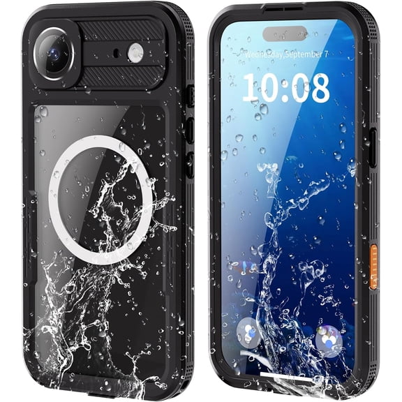 For iPhone Air Waterproof Case Compatible with MagSafe, Magnetic Waterproof Full Body IP68 Underwater Case Built-in Screen Protector Military Grade Shockproof Cover for Men Women