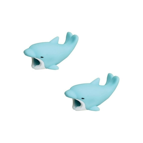 iPhone & Android Cable Protectors Animal Biters - 2pk Dolphin