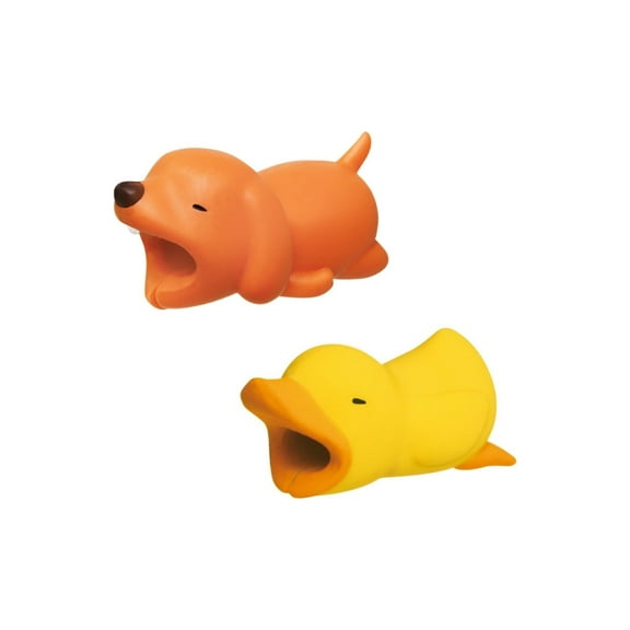 iPhone & Android Cable Protectors Animal Biters - 2pk Duck & Dog