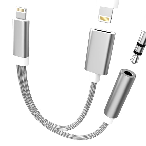 for iPhone Aux Adapter Lightning to 3.5mm Headphone Jack Dongle(2in1)14 13 11Pro Max Charger Wired Earphone Adaptor converter Cable for iPad for Apple Audio Cord Splitter Car Power Charging Connector