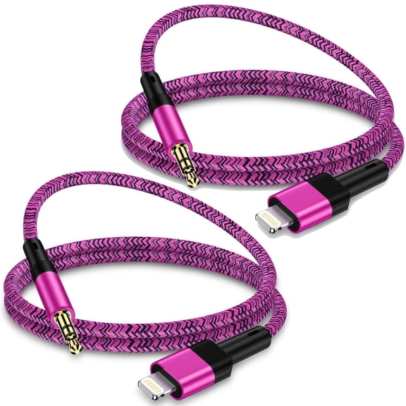 iPhone Aux Cord,Zacenei 2pack 3ft iPhone 3.5mm Audio Cord Aux Adapter Auxiliary Cable Male to Male Nylon Braided Ox Wire Aux Jack Cables Compatible for iPhone 14 13 Car Stereo Speaker Headphone