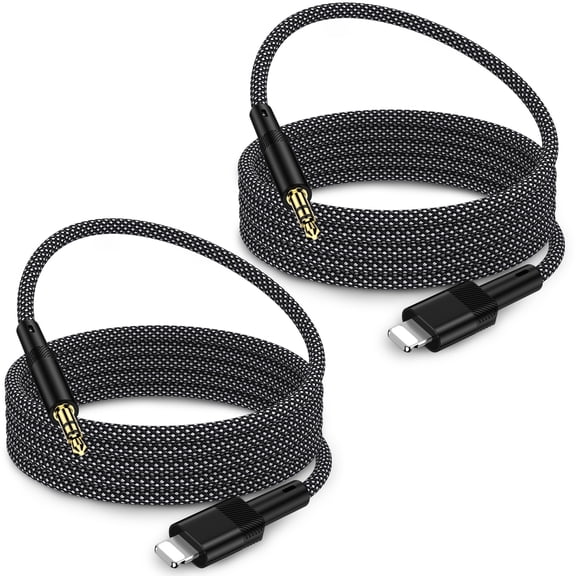 iPhone Aux Cord,Zacenei 2pack 6ft iPhone 3.5mm Audio Cord Aux Adapter Auxiliary Cable Male to Male Nylon Braided Ox Wire Aux Jack Cables Compatible for iPhone 14 13 12 11 Car Stereo Speaker Headphone