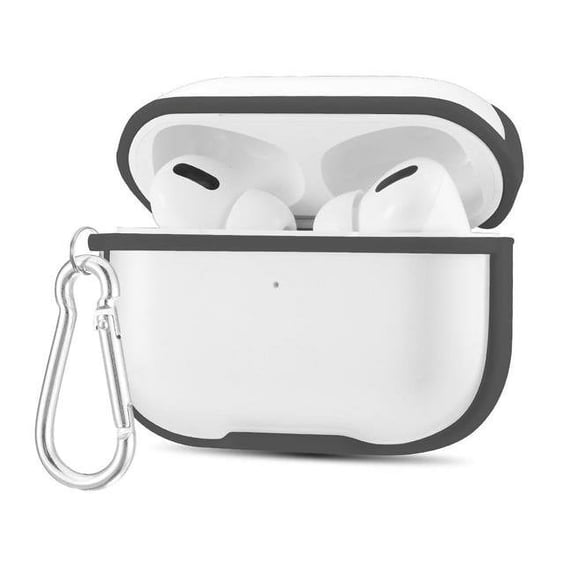 iPhone CSAPR-EGG-BK Stylish Eggshell Protective Cover Clear Case with Carabiner for Airpods Pro - Black