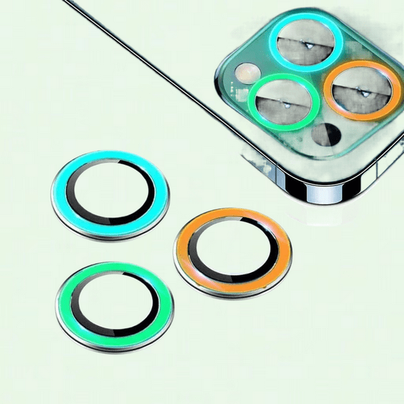 iPhone Camera Lens Protector Luminous Glowing Ring Glass for iPhone. Tempered glass screen protector, scratch resistant and case friendly (iPhone 14 Pro/Pro Max)