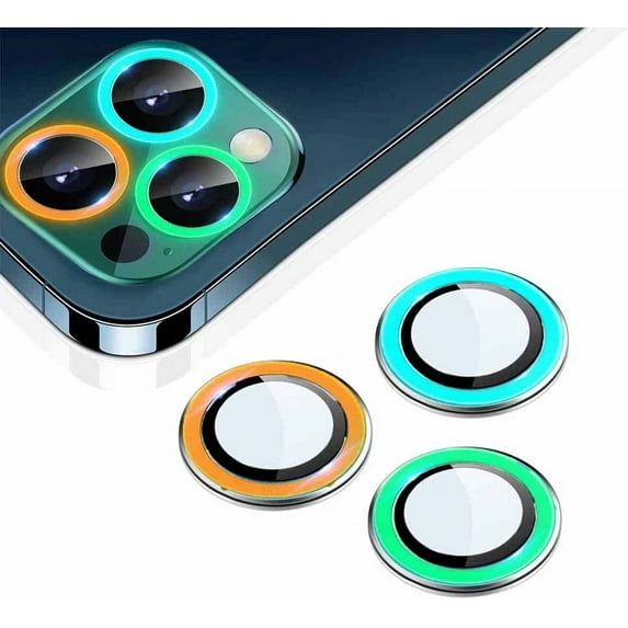 iPhone Camera Lens Protectors Luminous Glowing Ring Glass for Iphones, Tempered glass screen protector, scratch-proof, case friendly (Iphone 13 Pro/Pro Max)