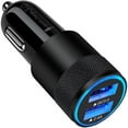 thumbnail image 1 of iPhone Car Charger,1Pack FiveBox 5.4A/30W QC 3.0 Dual USB Car Charger for iPhone Samsung Fast Charging Car Cigarette Lighter Socket USB Car Charger Adapter(Black), 1 of 7