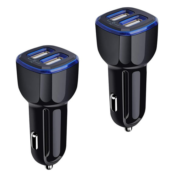 iPhone Car Charger,ABCPOW 2Pack 2.4A Dual Port USB Car Charger Adaptor USB Car Charger Plug for iPhone Fast Charging Power Block Cigarette Lighter Socket Adapter Android Car Charger for Samsung,Black