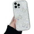 thumbnail image 1 of for iPhone Case,3D Bow Glitter Crystal Sparkle Sparkly Gradient Bumper Clear Camera Lens Protection Soft Shockproof Phone Case (White,iPhone 14 Pro Max), 1 of 6