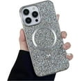 thumbnail image 1 of for iPhone Case,[Compatible with MagSafe] Crystal Diamond Glitter Bling Sparkly Soft Shockproof Cover for Women Girls Phone Case (Silver,iPhone 15 Plus), 1 of 5