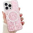 thumbnail image 1 of for iPhone Case,[Compatible with MagSafe] Glitter Bling Sparkly Clear Bumper Camera Lens Protection Clear Soft Shockproof Phone Case (Pink,iPhone 13 Pro), 1 of 5