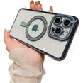thumbnail image 1 of for iPhone Case,[Compatible with MagSafe] Glitter Bling Sparkly Diamond ElectroPlated Bumper Camera Lens Protection Clear Soft Shockproof Phone Case (Blue,iPhone 15 Pro Max), 1 of 5
