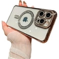 thumbnail image 1 of for iPhone Case,[Compatible with MagSafe] Glitter Bling Sparkly Diamond ElectroPlated Bumper Camera Lens Protection Clear Soft Shockproof Phone Case (Gold,iPhone 12 Pro Max), 1 of 6