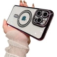 thumbnail image 1 of for iPhone Case,[Compatible with MagSafe] Glitter Bling Sparkly Diamond ElectroPlated Bumper Camera Lens Protection Clear Soft Shockproof Phone Case (Purple,iPhone 15 Plus), 1 of 6