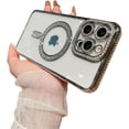 thumbnail image 1 of for iPhone Case,[Compatible with MagSafe] Glitter Bling Sparkly Diamond ElectroPlated Bumper Camera Lens Protection Clear Soft Shockproof Phone Case (Silver,iPhone 13 Pro Max), 1 of 6