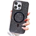 thumbnail image 1 of for iPhone Case,[Compatible with MagSafe] Glitter Crystal Diamend Rhinestone Sparkle Sparkly Bumper Camera Lens Protection Soft Shockproof Phone Case (Black,iPhone 14 Pro Max), 1 of 6