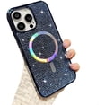 thumbnail image 1 of for iPhone Case,[Compatible with MagSafe] Luxury ElectroPlated Frame Glitter Sparkle Sparkly Rhinostone Soft Shockproof Phone Case (Blue,iPhone 15 Plus), 1 of 6