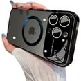 thumbnail image 1 of for iPhone Case,[Compatible with MagSafe] Luxury ElectroPlated Large Window Camera Lens Protection Clear Soft Shockproof Phone Case (Black,iPhone 12 Pro), 1 of 6