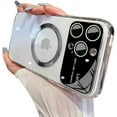 thumbnail image 1 of for iPhone Case,[Compatible with MagSafe] Luxury ElectroPlated Large Window Camera Lens Protection Clear Soft Shockproof Phone Case (Silver,iPhone 15 Pro Max), 1 of 6