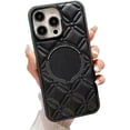 thumbnail image 1 of for iPhone Case,[Compatible with MagSafe] PU Leather Argyle Checkered Pattern Full Body Protection Soft Shockproof Cover Phone Case (iPhone 14 Plus,Black), 1 of 5