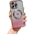 thumbnail image 1 of for iPhone Case,[Compatible with MagSafe] Sparkly Bling Gradient Glitter [ElectroPlated Bumper&Corner Protection] Heart Pattern Soft Shockproof Phone Case (Pink,iPhone 15 Plus), 1 of 7
