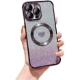 thumbnail image 1 of for iPhone Case,[Compatible with MagSafe] Sparkly Bling Gradient Glitter [ElectroPlated Bumper&Corner Protection] Heart Pattern Soft Shockproof Phone Case (Purple,iPhone 11), 1 of 7