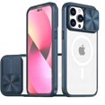 thumbnail image 1 of for iPhone Case,[Compatible with MagSafe] Transparent Crystal Slim with Slide Camera Lens Bumper Protection Cover Clear Soft Shockproof Cover Phone Case (Blue,iPhone 15 Pro Max), 1 of 6