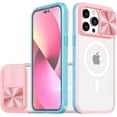 thumbnail image 1 of for iPhone Case,[Compatible with MagSafe] Transparent Crystal Slim with Slide Camera Lens Bumper Protection Cover Clear Soft Shockproof Cover Phone Case (Pink,iPhone 12 Pro), 1 of 6