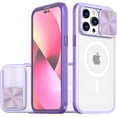 thumbnail image 1 of for iPhone Case,[Compatible with MagSafe] Transparent Crystal Slim with Slide Camera Lens Bumper Protection Cover Clear Soft Shockproof Cover Phone Case (Purple,iPhone 13), 1 of 6