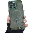 thumbnail image 1 of for iPhone Case,[Compatible with MagSafe] electroplated 3D Hollow Mesh Heat Dissipation Breathable Camera Lens Protection Shockproof Cover Phone Case (Green,iPhone 14 Pro), 1 of 6