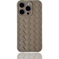 thumbnail image 1 of for iPhone Case Cute 3D Weave Plated Design Soft TPU Silicone Camera Screen Protect Bumper for Women Girls Slim Reinforced Shockproof (Brown,iPhone 13 Pro), 1 of 9