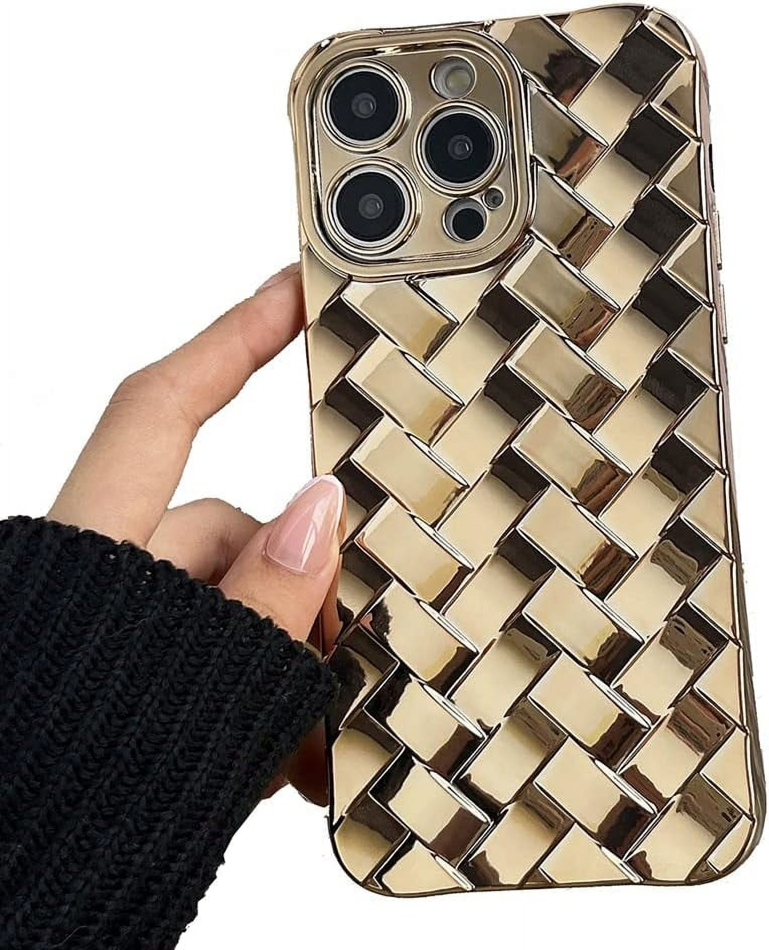 for iPhone Case Cute 3D Weave Plated Design Soft TPU Silicone Camera ...