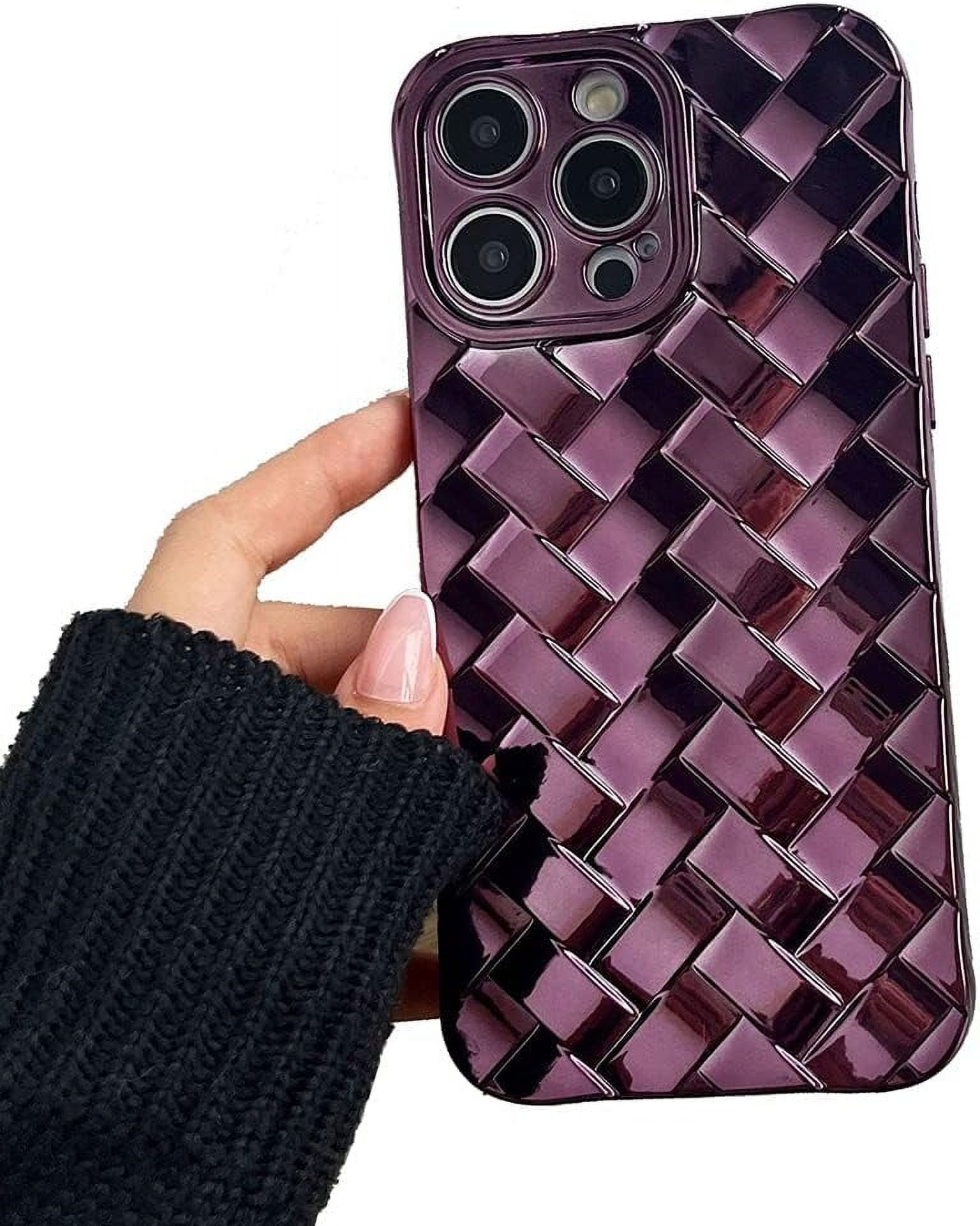 for iPhone Case Cute 3D Weave Plated Design Soft TPU Silicone Camera ...