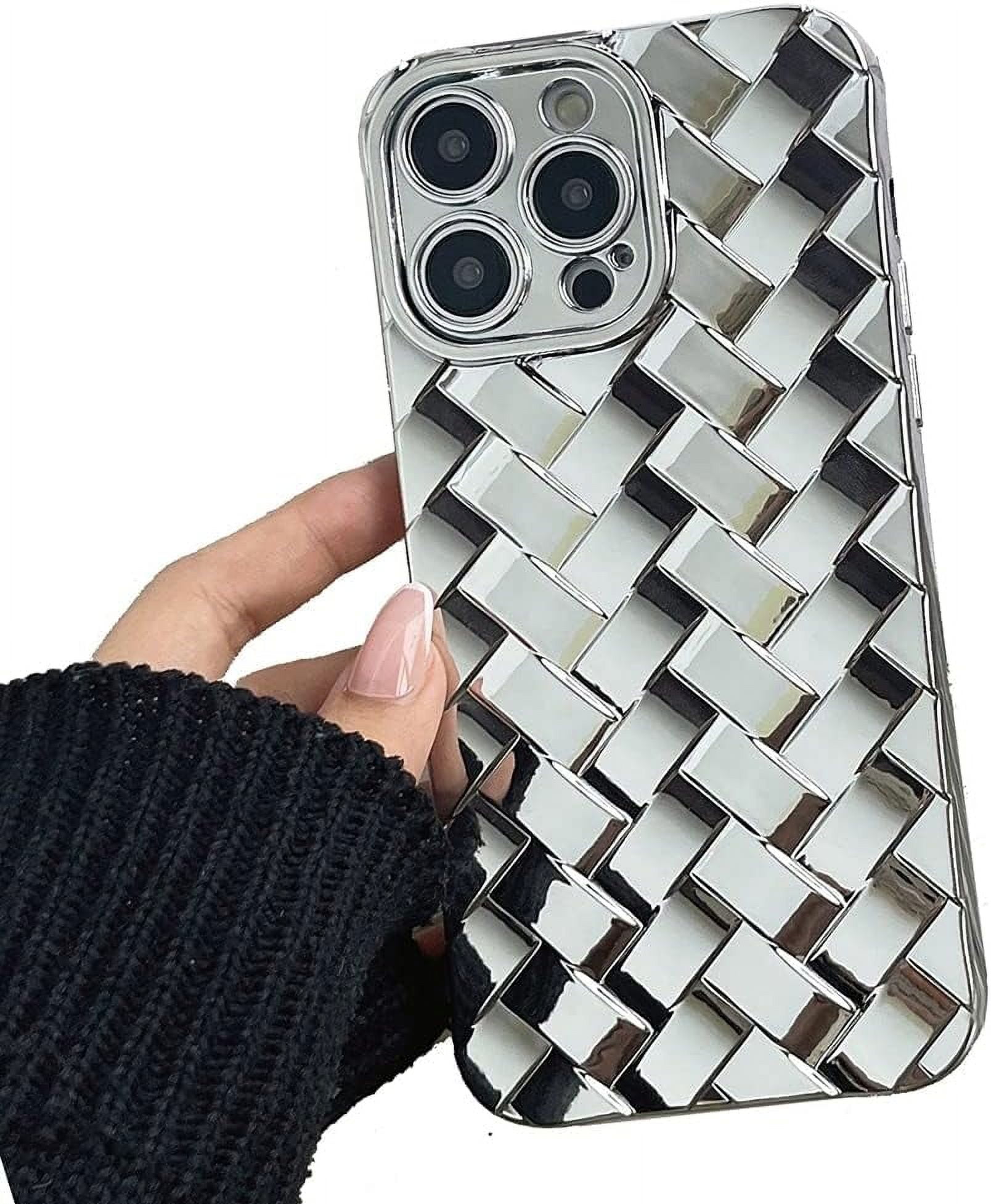 for iPhone Case Cute 3D Weave Plated Design Soft TPU Silicone Camera ...