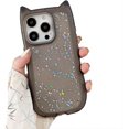 thumbnail image 1 of for iPhone Case,Cute Glitter Sparkle Sparkly Silicone Cat Ear Translucent Frame Shape Camera Lens Protection Soft Shockproof Phone Case (Black,iPhone 13 Pro Max), 1 of 6