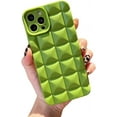 thumbnail image 1 of for iPhone Case Cute Slim Shockproof 3D Plaid Design Reinforced Soft TPU Silicone Screen Camera Protective Bumper for Women Girls (Lemon Green,iPhone 12 Pro Max), 1 of 10
