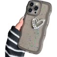 thumbnail image 1 of for iPhone Case,Cute Water Wave Bubble Shape Frame 3D Love Heart Pearl Glitter Star Silicone Camera Lens Protection Soft Shockproof Phone Case (Black,iPhone 11), 1 of 6