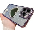 thumbnail image 1 of for iPhone Case,Glitter Crystal Diamend Rhinestone Sparkle Sparkly Love Heart Mirror Gradient Bumper Camera Lens Protection Soft Shockproof Phone Case (Purple,iPhone 13 Pro Max), 1 of 6