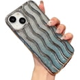 thumbnail image 1 of for iPhone Case,Glitter ElectroPlated Water Ripple Gradient Curly Wave Frame Bumper Camera Lens Protection Soft Shockproof Phone Case (Silver,iPhone 15 Pro), 1 of 6