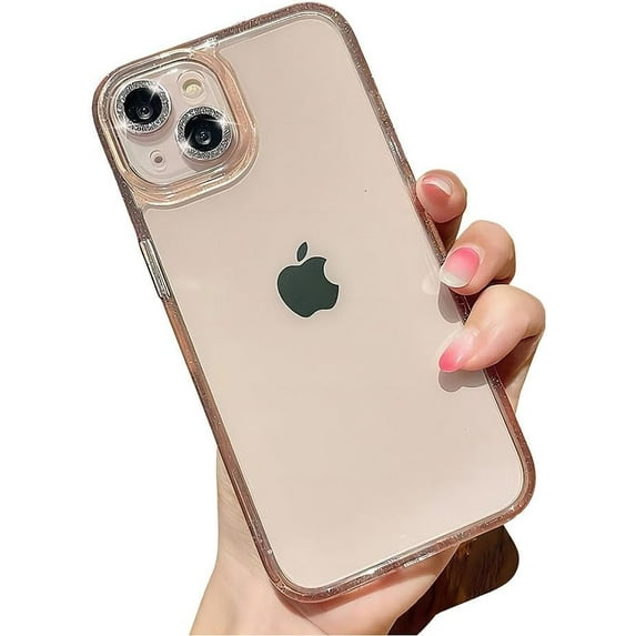 for iPhone Case,Luxury Crystal Diamend Rhinestone Glitter Sparkle Sparkly Frame with Glitter Camera Lens Protection Shockproof Phone Case (Pink,iPhone 13 Pro)