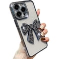 thumbnail image 1 of for iPhone Case,Luxury Crystal Diamend Rhinestone Sparkle Sparkly with 3D Bow Camera Lens Protection Clear Soft Shockproof Phone Case (Blue,iPhone 15), 1 of 6