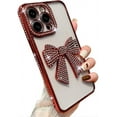 thumbnail image 1 of for iPhone Case,Luxury Crystal Diamend Rhinestone Sparkle Sparkly with 3D Bow Camera Lens Protection Clear Soft Shockproof Phone Case (Red,iPhone 11 Pro Max), 1 of 6