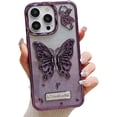 thumbnail image 1 of for iPhone Case,Luxury ElectroPlated 3D Butterfly Stand Holder Kickstand Gradient Glitter Bumper Camera Lens Protection Soft Shockproof Phone Case (Purple,iPhone 12 Pro), 1 of 5