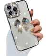 thumbnail image 1 of for iPhone Case,Luxury ElectroPlated Crystal Diamend Rhinestone Glitter Sparkle Sparkly 3D Butterfly Camera Lens Protection Soft Shockproof Phone Case (Silver,iPhone 14 Pro Max), 1 of 6