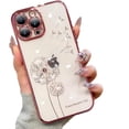 thumbnail image 1 of for iPhone Case,Luxury ElectroPlated Dandelion Pattern with Crystal Diamend Rhinestone Camera Lens Protection Shockproof Phone Case (Rose Gold,iPhone 11), 1 of 7